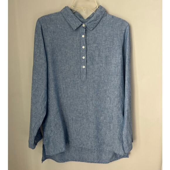 Orvis Tops - Orvis Shirt Blue Linen Lagenlook Coastal Summer Long Sleeves Buttons  Medium